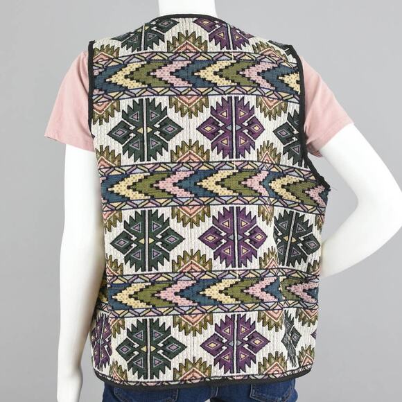 Vintage Southwestern Tapestry Aztec Vest Large - Picture 4 of 10